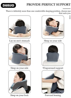 DUNISO 2-in-1 Travel Pillow, U-Shape Neck & Head Memory Foam Support Pillow, Napping Pillow, Face Down Pillow Relax Arms, Ergonomic Memory Foam Neck Pillow for Long Flight Essentials, Car, Train, Bus and Home Use  - Image 4