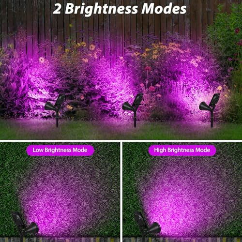 T-SUN Solar Spotlights, 4 LED Solar Waterproof Outdoor Landscape Lights, Auto-on/Auto-Off by Day, 180 Angle Adjustable for Tree, Patio, Yard, Garden, Driveway, Stairs, Pool Area(Purple-1Pack) - Image 3