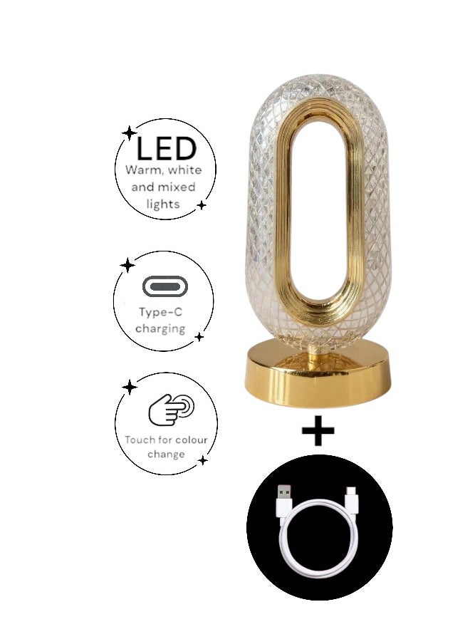 Touch Control LED Table Lamp with 3 Light Modes – Rechargeable via Type-C