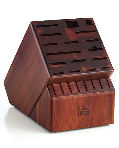 Cooks Standard Acacia wood Knife Block Holder without Knives, 25 Slot X-Large Universal Countertop Butcher Block Kitchen Knife Stand for Easy Kitchen Storage - Image 1