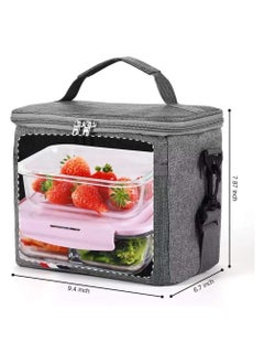 MahMir Portable Large Insulated Cooler Leak Proof Water Resistant Lunch Bag For Men Women Adult For Office Shoulder Hand Grey  - Image 2