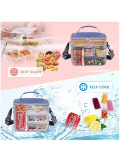 MahMir Portable Large Insulated Cooler Leak Proof Water Resistant Lunch Bag For Men Women Adult For Office Shoulder Hand Grey  - Image 3