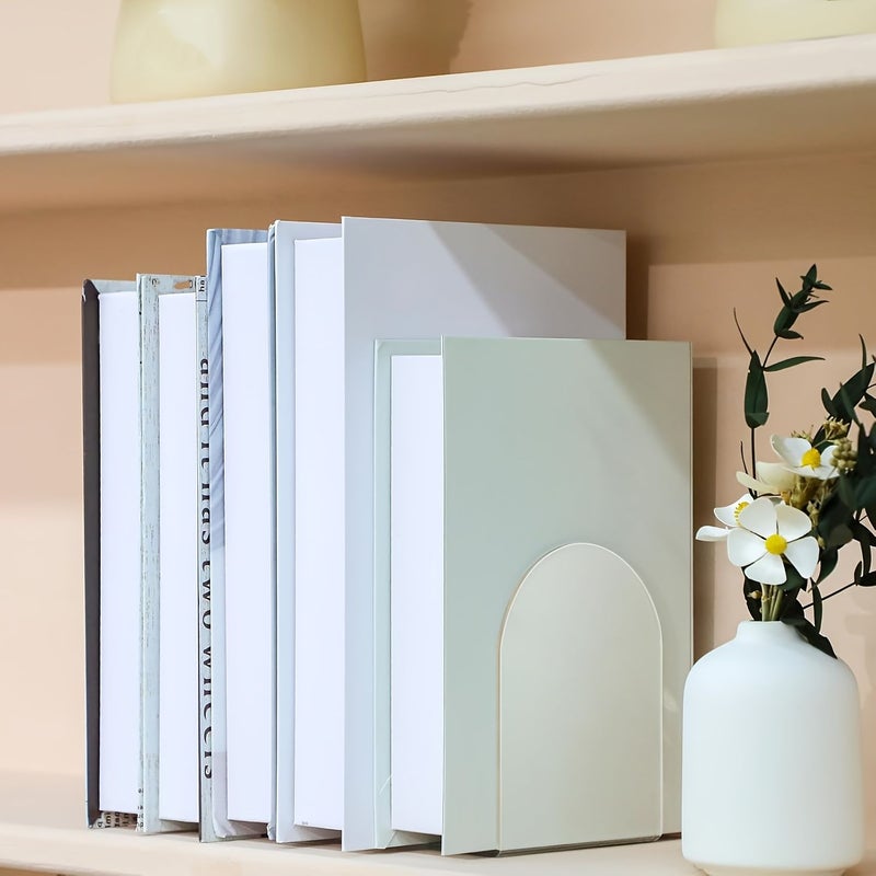 10pcs Acrylic Clear Bookends 3.94x5.12inch Round Corner Shelf Book Stopper - Image 4