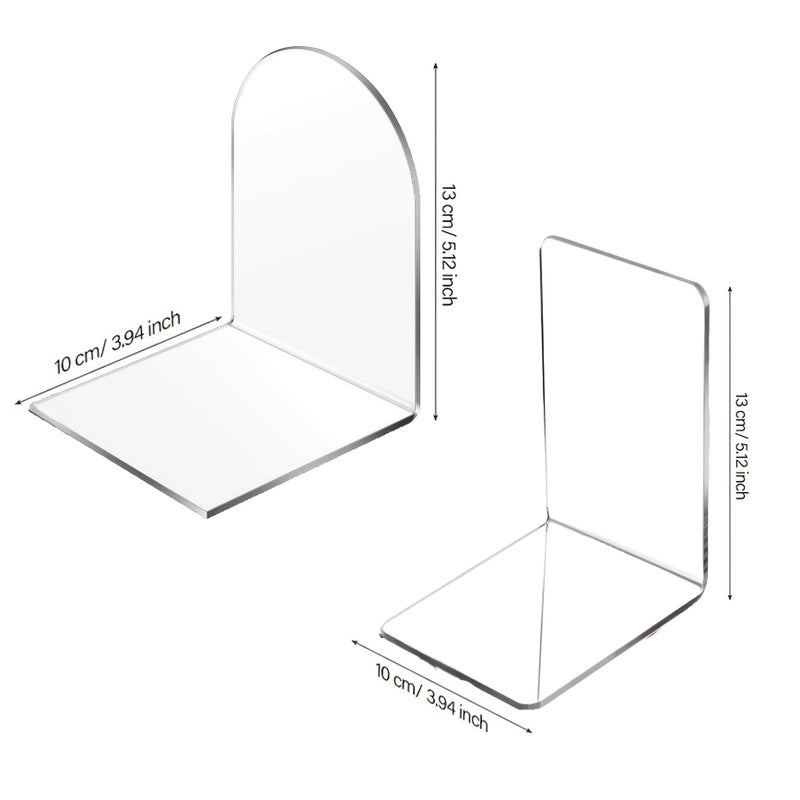 10pcs Acrylic Clear Bookends 3.94x5.12inch Round Corner Shelf Book Stopper - Image 2