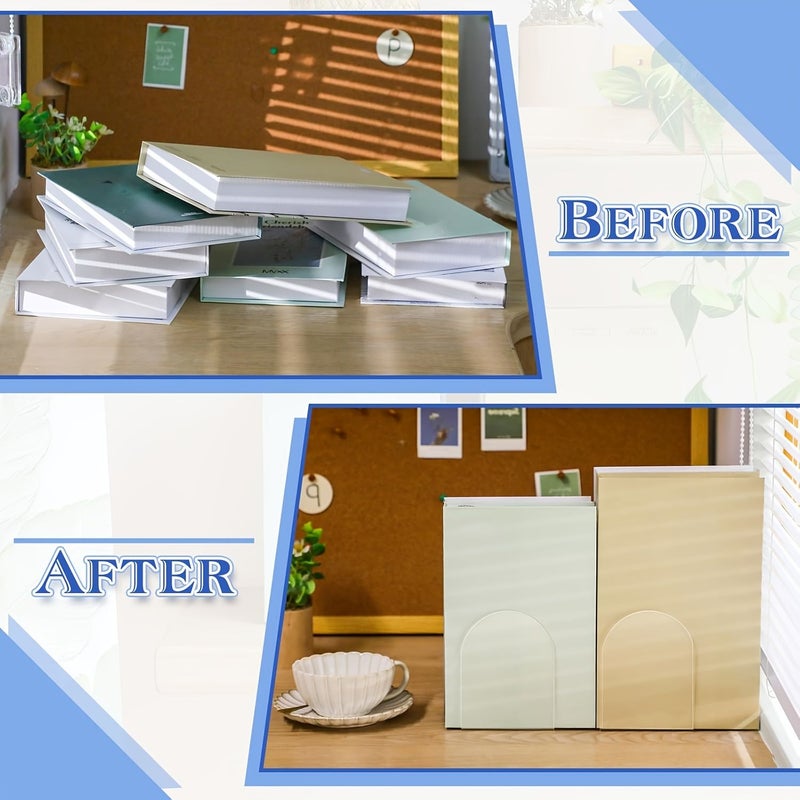 10pcs Acrylic Clear Bookends 3.94x5.12inch Round Corner Shelf Book Stopper - Image 5