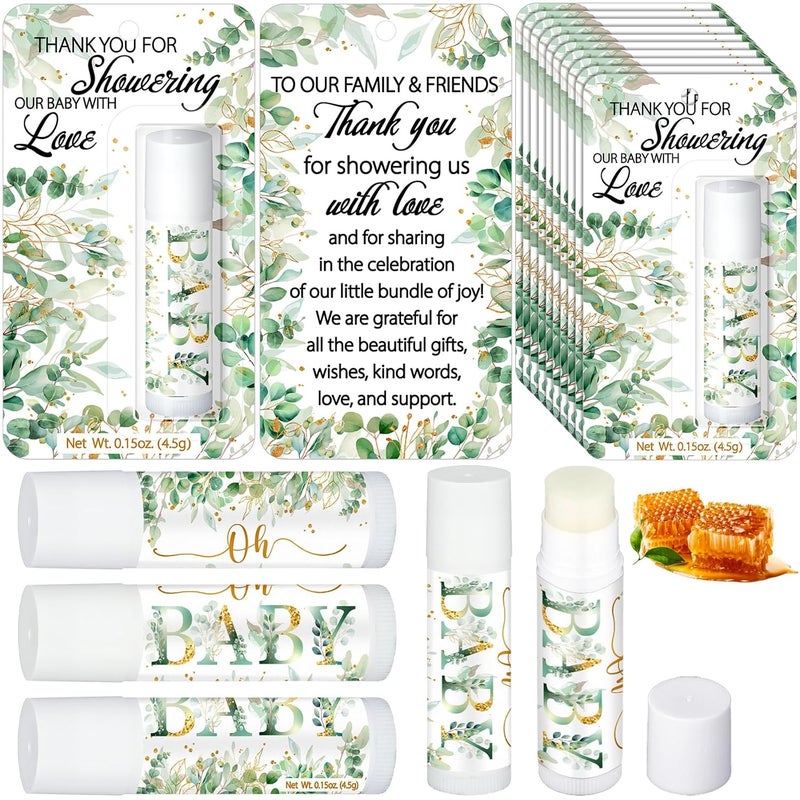 30 Pack Baby Shower Games Prizes Party Gifts Bulk Lip Balms Favors for Winners Adults Guests Gender Reveal Favors Decorations Baby Shower Souvenirs Gift Bags StuffersGreenery Eucalyptus