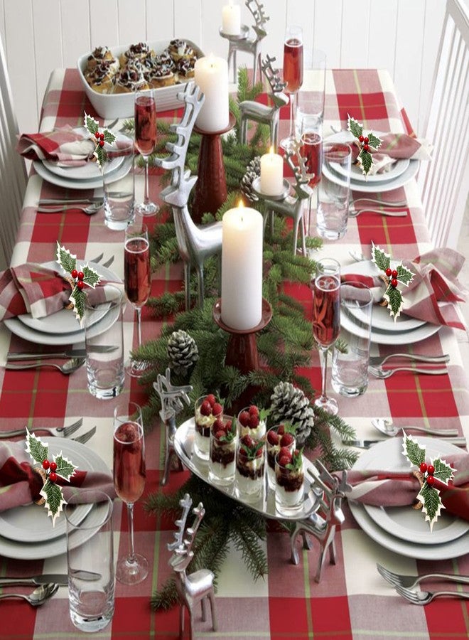 Wonlex Farmhouse Holly Napkin Rings Set of 6, Handmade Rustic Serviette Holly Berry Napkin Ring Holders for Christmas, Table Setting, Xmas Decorations (6 Holly) - Image 5