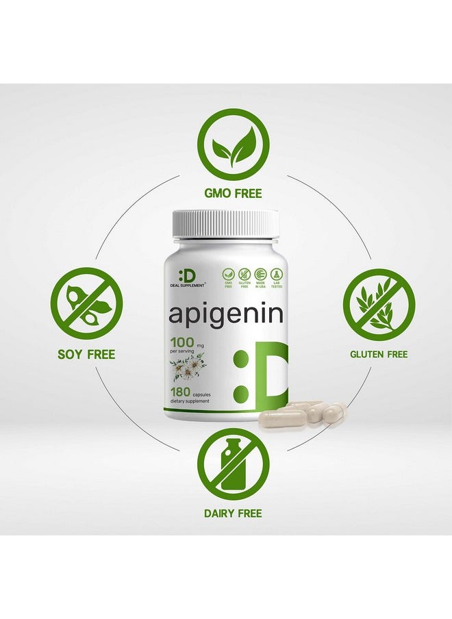 DEAL SUPPLEMENT Apigenin 100Mg 180 Capsules 3 Months Supply ; Bioavailable Plant (Chamomile) Extract Bioflavonoids Apigenin Supplement Third Party Tested Nongmo & No Gluten  - Image 4