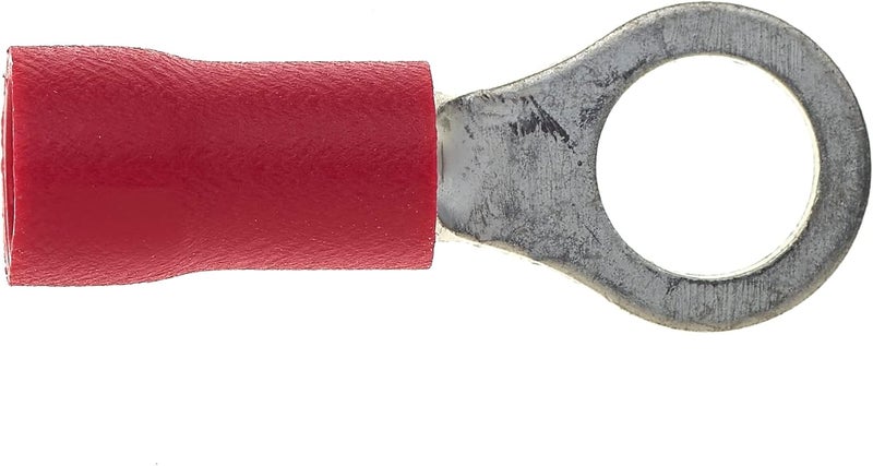 Keple Ring Crimp Terminal - Pack of 100, Red, 5mm, 25A, 22-16 AWG - Heat Shrink Ring Connectors, Tinned Copper Connectors, Insulated Ring Wire Terminals - Image 2