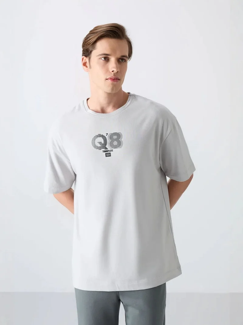 TOMMYLIFE TOMMY Oversized Printed Logo Crew Neck T-Shirt