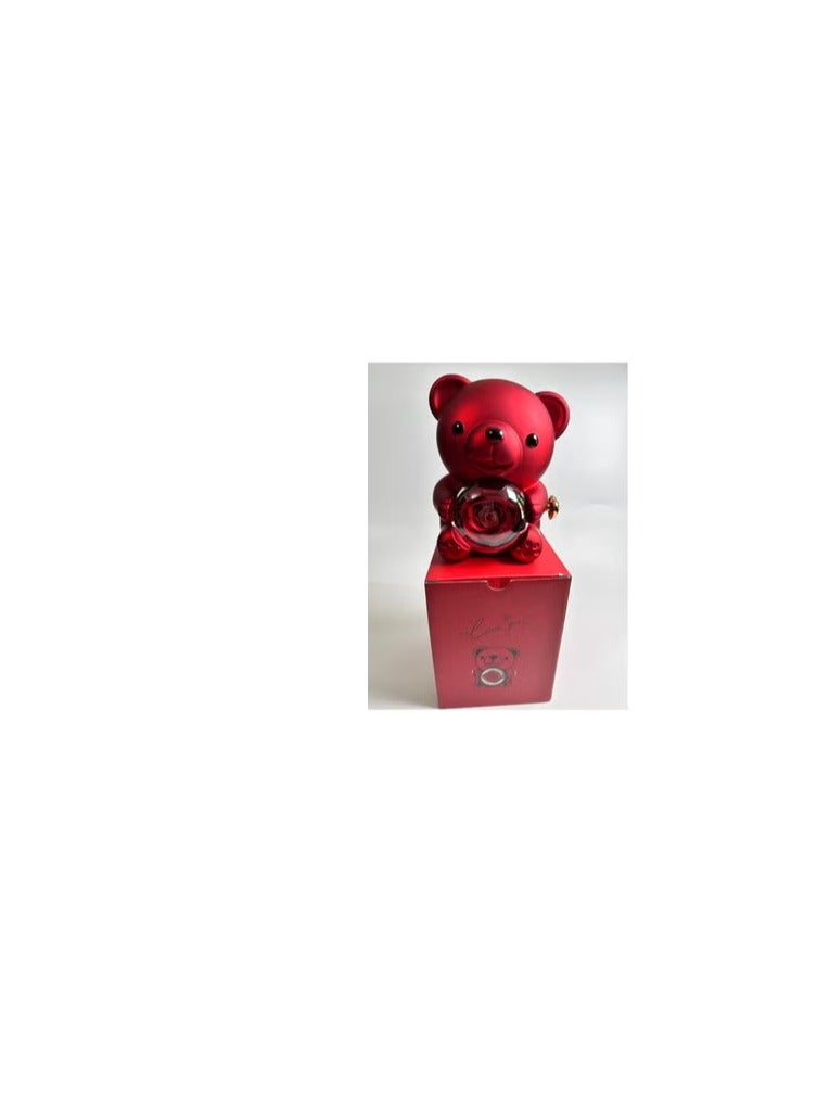 Hugging Bear Design Gift Box With Red Preserved Real Rose - Image 2
