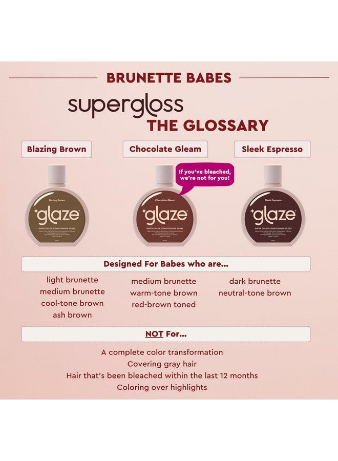 Glaze Glaze Super Gloss Color Conditioning Gloss - Blazing Brown for Natural Medium to Dark Brown Hair - Rinse Out Semi-Permanent Hair Gloss that Enhances Color and Boosts Shine & Hydration  - Image 4