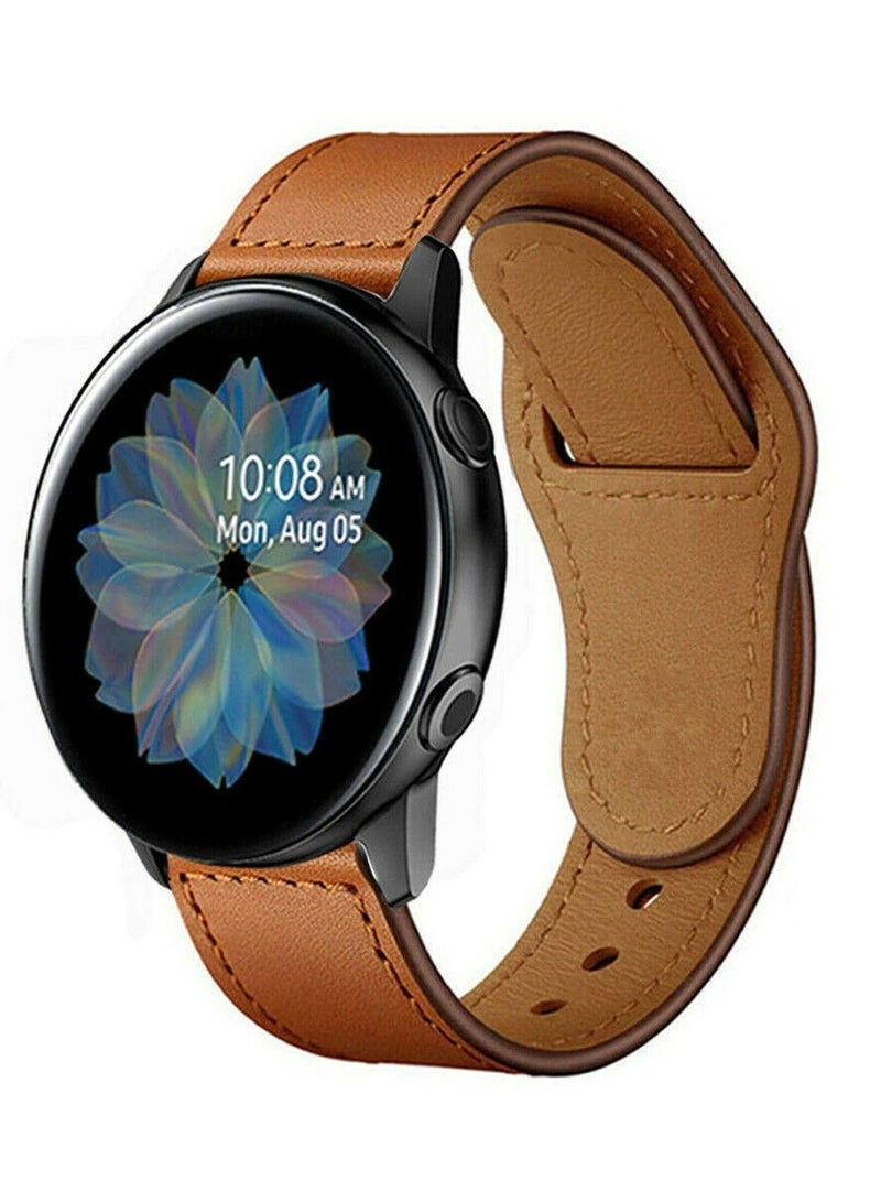 O Ozone Leather Bands For Samsung Galaxy Watch 7 6 5 4 FE 40mm 44mm 45mm/Galaxy Watch 6 4 Classic 43mm 47mm 42mm 46mm  Genuine Leather  Wristband -Brown  - Image 2
