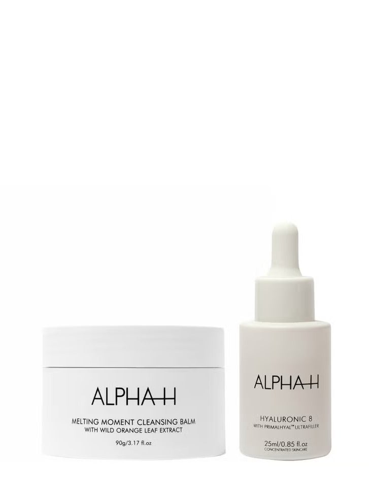 Alpha-H Cleanse and Hydrate Duo Melting Moment Cleansing Balm 90g, Hyaluronic 8 Super Serum 25ml - Image 1
