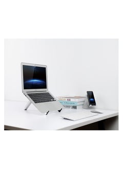 upergo UP-1 Aluminum Alloy Height Adjustable Laptop, Tablet Foldable Stand For upto 15.6" Laptop - White  - Image 1