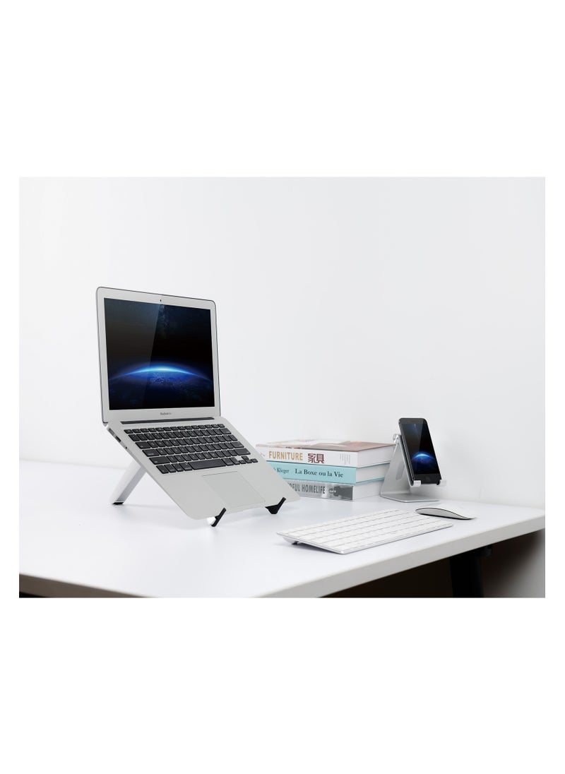upergo UP-1 Aluminum Alloy Height Adjustable Laptop, Tablet Foldable Stand For upto 15.6" Laptop - White  - Image 1