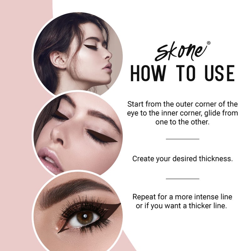 Skone Cosmetics Insanely Intense Tattooed Eyeliner Pen - Waterproof Liquid Eyeliner, Long Lasting, Sweat Proof, Smudge Proof Felt Tip Liquid Eyeliner - Pigmented Eye Liner Makeup - Brown (0.07oz) - Image 4