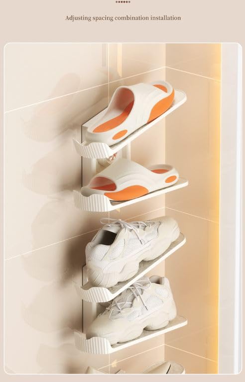 Crobat Wall Mounted Shoe Rack Shoe Storage Box SpaceSaving Storage Rack Adjustable Shoe Rack Shoe Cabinet Layered Slippers Shoe Collection - Image 5