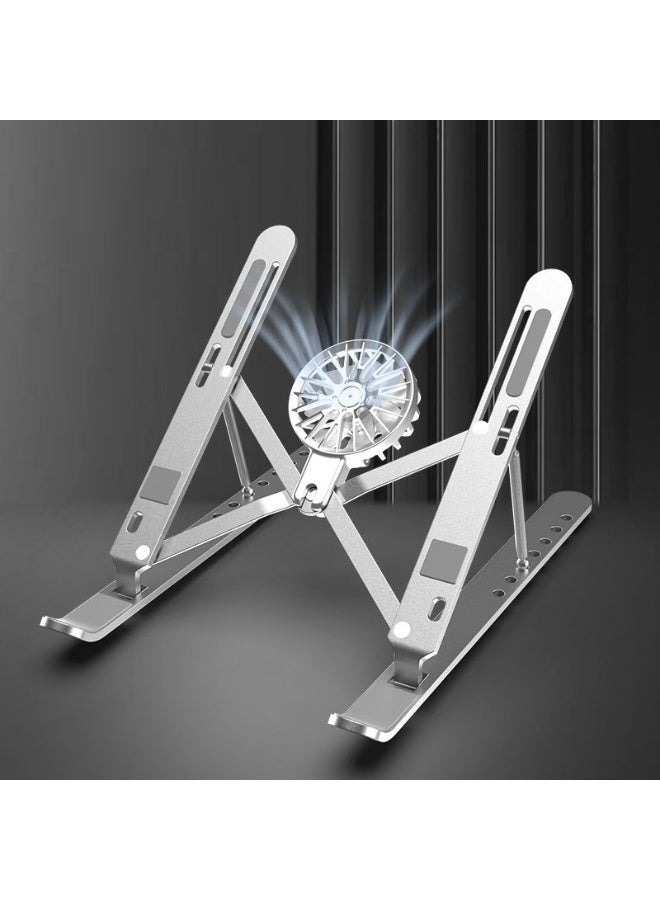 Cooling Fan Laptop Holder | Fully Adjustable Aluminum Foldable Desk Stand | Ergonomic Multi-Angle Riser for Notebook & Tablet - Image 1