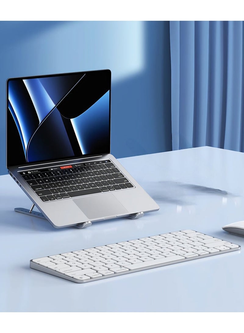 Cooling Fan Laptop Holder | Fully Adjustable Aluminum Foldable Desk Stand | Ergonomic Multi-Angle Riser for Notebook & Tablet - Image 2