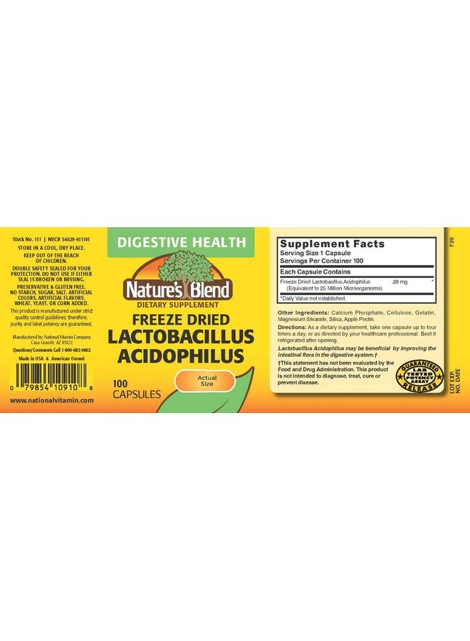 Nature's Blend Freeze Dried Lactobacillus Acidophilus 100 Caps - Image 2