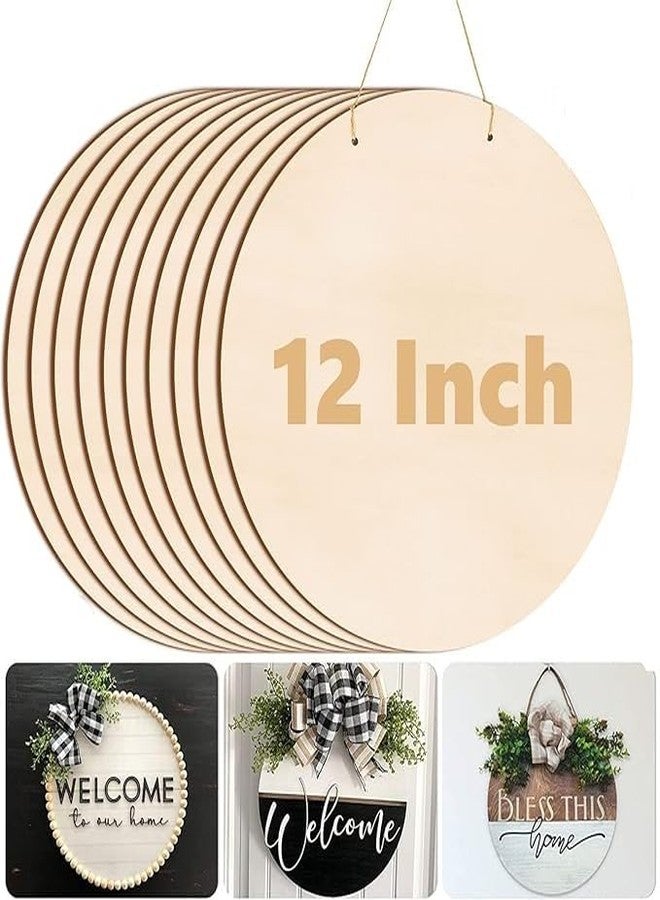 BS AMOR 12 Inch Wood Circles for Crafts, 5 Pcs Unfinished Wood Crafts, DIY Wood Rounds for Cricut Projects, Door Hanger, Wood Burning, Painting, Mother's Day Gifts Home Decor DIY Crafts Gifts(5 PCS) - Image 2
