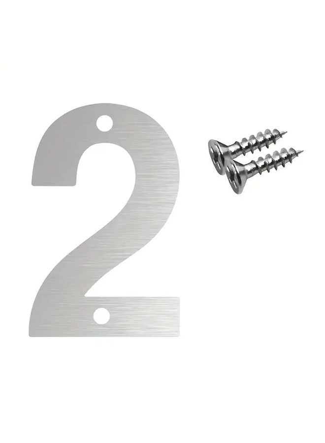 Stainless Steel Door Numbers 0 9 Brushed Surface Size 2 Modern Address Plaques - Image 1
