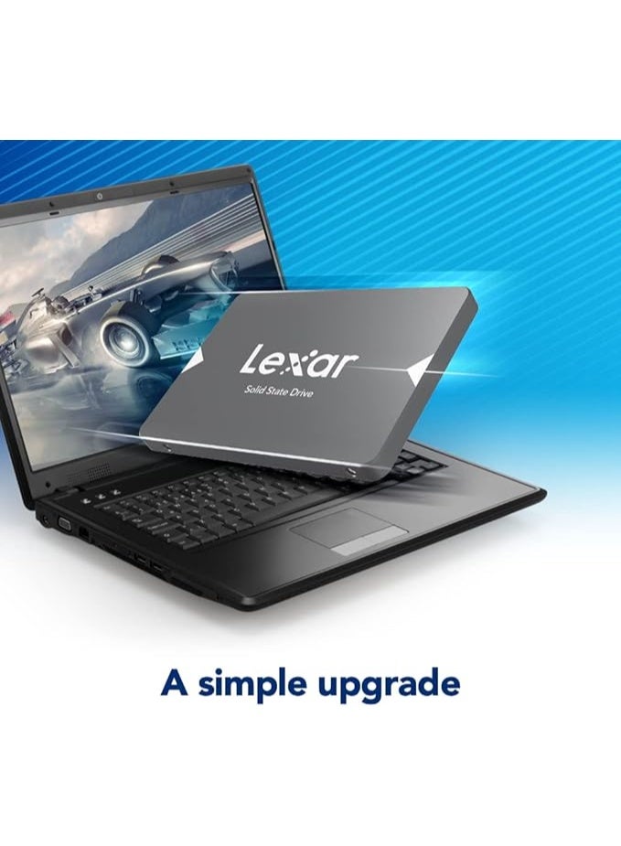 ليكسا محرك أقراص الحالة الصلبة الداخلي Lexar NS100 SSD سعة 1 تيرابايت، مقاس 2.5 بوصة، SATA III، سرعة قراءة تصل إلى 550 ميجابايت/ثانية، لون رمادي (LNS100-1TRBNA) - Image 4