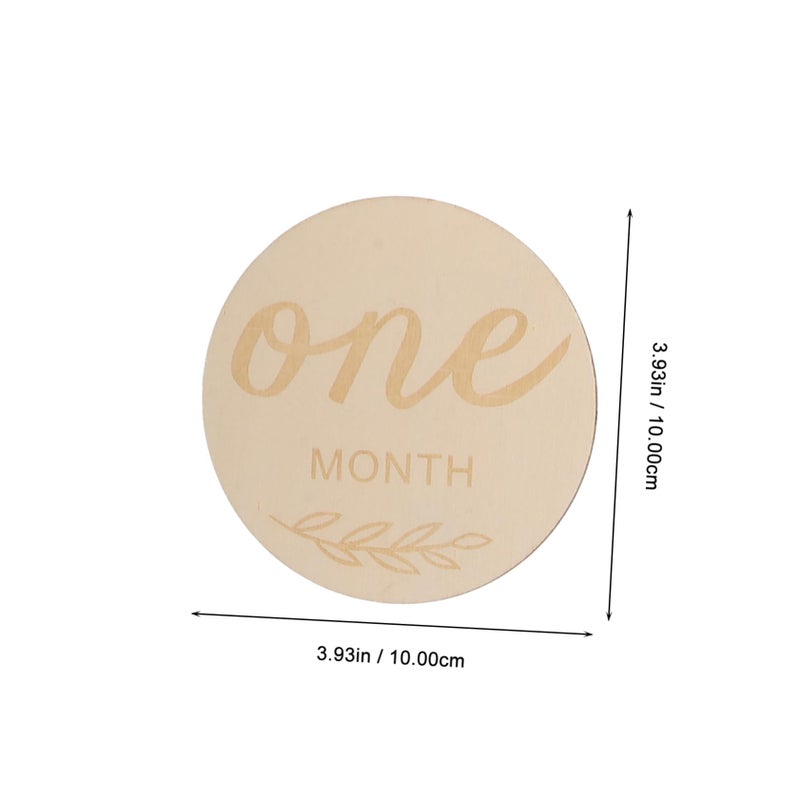 Wooden Monthly Milestone Cards For Newborns Baby Growth Photo Props 12 Pieces Set - Image 3