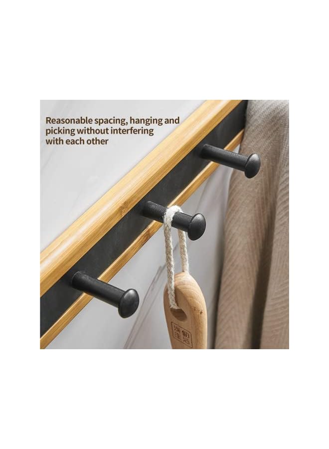 The Bros Coat Hooks Hanger, Over The Door Bamboo Wooden Hook with 6 Hooks - Door Hanging Towel Rack, Heavy Duty Bathroom Kitchen Organizer Rack for Hanging Clothes, Hat, Bag,Towel (Black) - Image 4