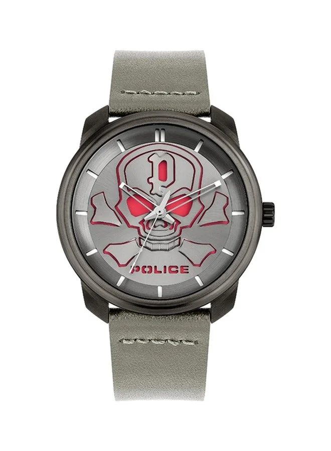 بوليس Bleder Gunmetal Dial Grey Leather Strap Analog Watch for Men 42mm