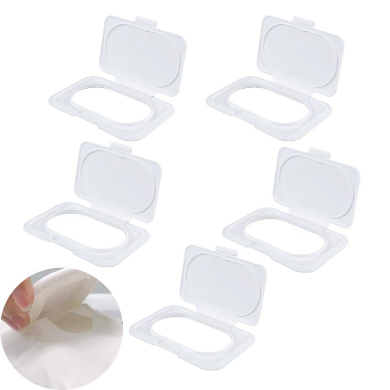 UtySty 5 Pack Baby Wipes Flip Lid Reusable Adhesive Sticky Dispenser Cover Non-Drying Cap for Child Water Wipe Packs Bag Package Portable Pouch Travel Wet Tissues Paper Towel Holder Countainer - Image 1