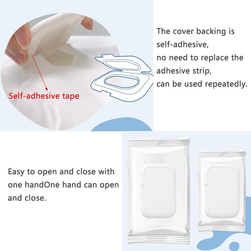 UtySty 5 Pack Baby Wipes Flip Lid Reusable Adhesive Sticky Dispenser Cover Non-Drying Cap for Child Water Wipe Packs Bag Package Portable Pouch Travel Wet Tissues Paper Towel Holder Countainer - Image 3