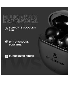Volkano Volkano Sleek Series TWS Bluetooth Earphones, 16H Playtime, Supports Google and Siri - Black, 1 Year Warranty  - Image 2