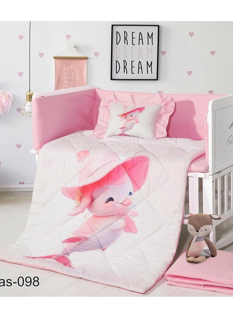 أورز مفرش سرير مواليد صيفي من الماكروفيبر مناسب لمقاس سرير 70×130 سم  من هورس مكون من 5 قطع 290غرزة - Image 1