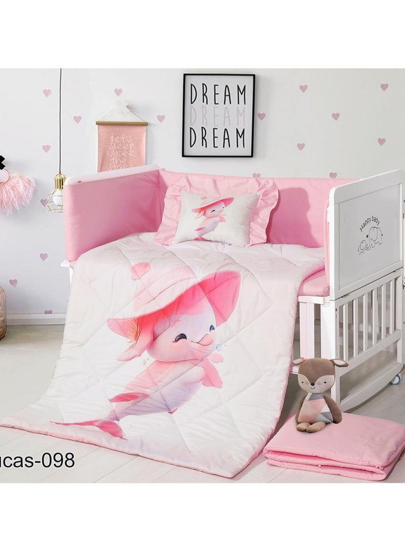 أورز مفرش سرير مواليد صيفي من الماكروفيبر مناسب لمقاس سرير 70×130 سم  من هورس مكون من 5 قطع 290غرزة - Image 2