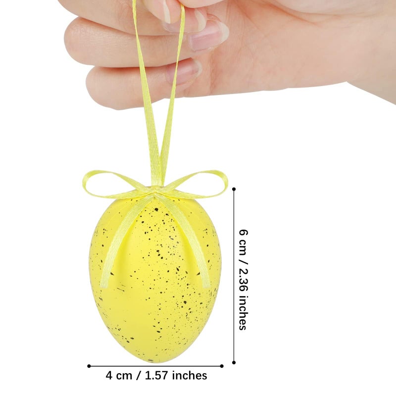 Elcoho 20 Pieces Multicolored Spotted Easter Egg Hanging Ornaments Easter Egg Hanging Decoration Ornaments Decor for Home Office Party Supplies Gifts - Image 2