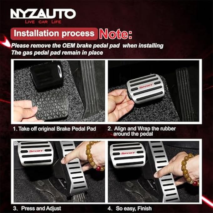 NYZAUTO Non-Slip Foot Pedal Pads Compatible for Volkswagen VW Golf 6 CC Scirocco Tiguan,Auto No Drilling Aluminum Brake and Accelerator Pedal Covers - Image 5