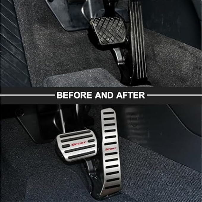 NYZAUTO Non-Slip Foot Pedal Pads Compatible for Volkswagen VW Golf 6 CC Scirocco Tiguan,Auto No Drilling Aluminum Brake and Accelerator Pedal Covers - Image 2