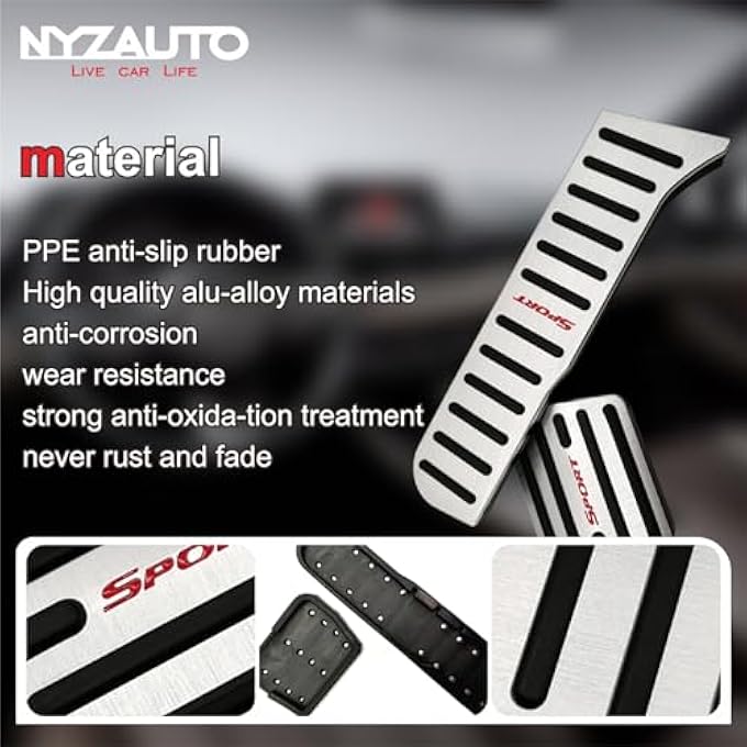 NYZAUTO Non-Slip Foot Pedal Pads Compatible for Volkswagen VW Golf 6 CC Scirocco Tiguan,Auto No Drilling Aluminum Brake and Accelerator Pedal Covers - Image 4