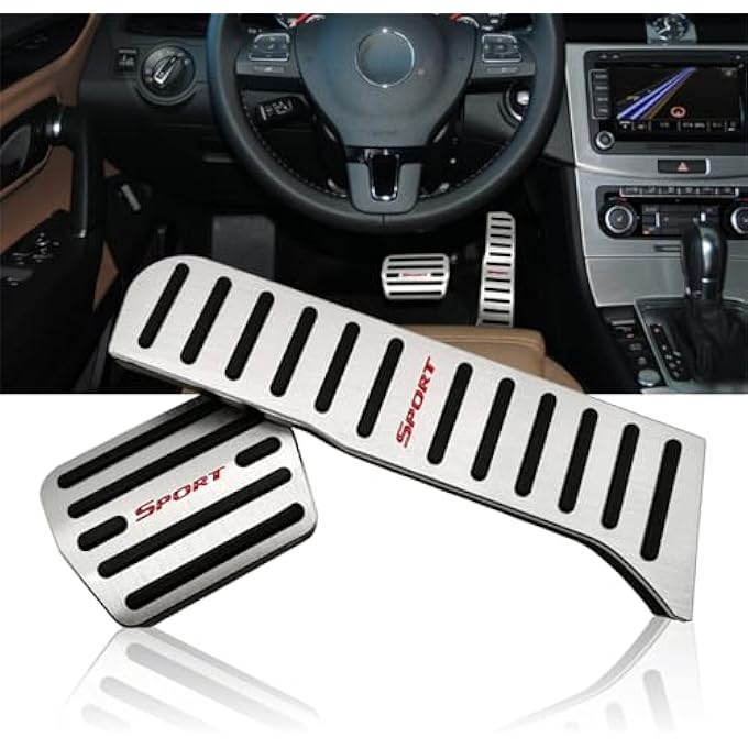 NYZAUTO Non-Slip Foot Pedal Pads Compatible for Volkswagen VW Golf 6 CC Scirocco Tiguan,Auto No Drilling Aluminum Brake and Accelerator Pedal Covers - Image 1