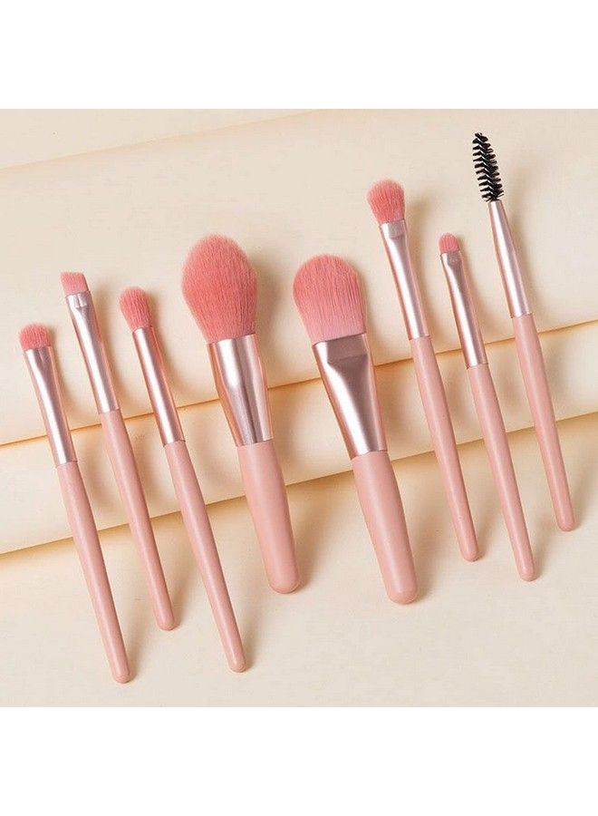 Tititek Makeup Brushes With Bag Tititek 8Pcs Professional Makeup Brush Set Travel Size Cosmetic Brushes Kit For Face Foundation Blush Eye Shadow Wooden Handle Synthetic Bristle (8Pcs/Set Pink) - Image 5