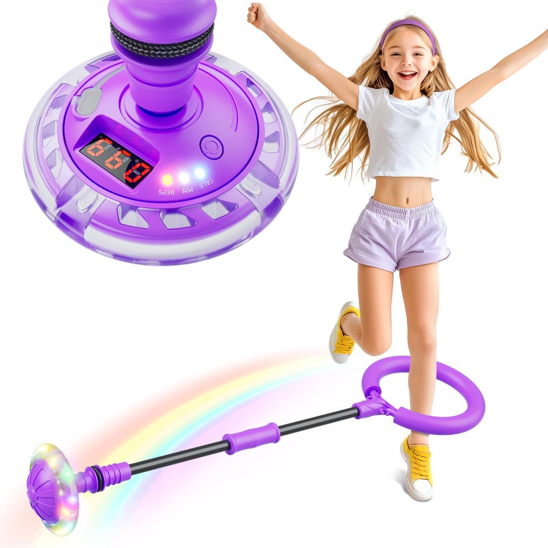 Flooyes Skip Ball for Kids Ankle Skip Ball Toy with Counter Timer and Cal Calculator Girl Birthday Gifts for Age 6 7 8 9 10 Rechargeable Colorful Flash Wheel Skip Ball for Girls Women - Image 2