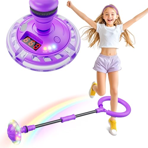 Flooyes Skip Ball for Kids Ankle Skip Ball Toy with Counter Timer and Cal Calculator Girl Birthday Gifts for Age 6 7 8 9 10 Rechargeable Colorful Flash Wheel Skip Ball for Girls Women - Image 1