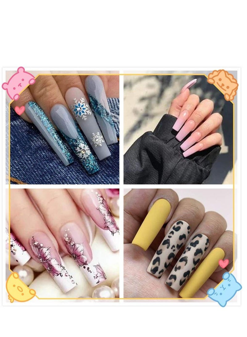 SYOSI أطراف أظافر طويلة جدًا على شكل حرف C بغطاء نصفي، 100 قطعة أطراف مربعة مستقيمة طويلة جدًا للأظافر الأكريليك مع صندوق، تعلم أطراف أظافر الأكريليك للصالونات والمنزل نصائح فن الأظافر DIY - Image 5