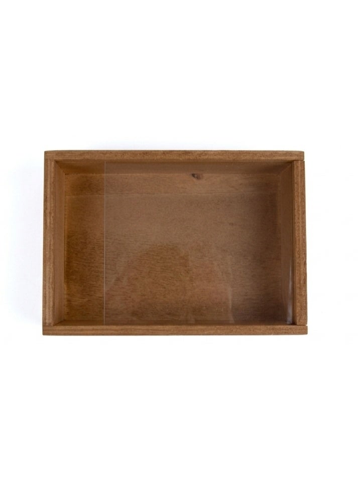 DAISO Wooden Storage Box with Clear Lid – Brown – 14.8 x 10.8 x 4.5 cm – Organizer Box for Accessories, Crafts & Small Items - Image 4