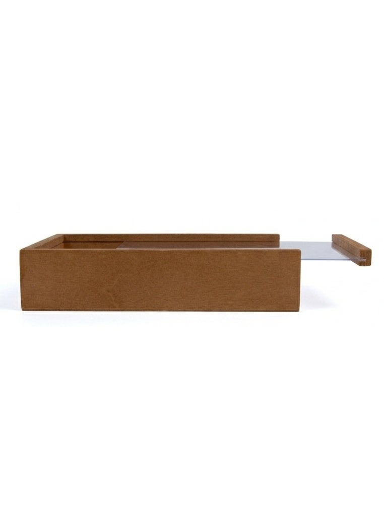 DAISO Wooden Storage Box with Clear Lid – Brown – 14.8 x 10.8 x 4.5 cm – Organizer Box for Accessories, Crafts & Small Items - Image 2