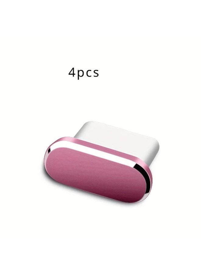 4pcs Pink C Type Dust Caps Durable Charger Port Protection Easy To Insert - Image 1