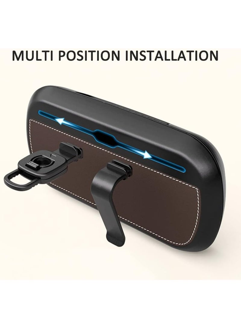 jaexest Car Tissue Holder Sun Visor Box with Headrest Hooks – Universal Leather Napkin Dispenser for Vehicle with Anti-Slip Mat – Brown Interior Car Organizer for Tissues, Wipes or Sunglasses - Image 2