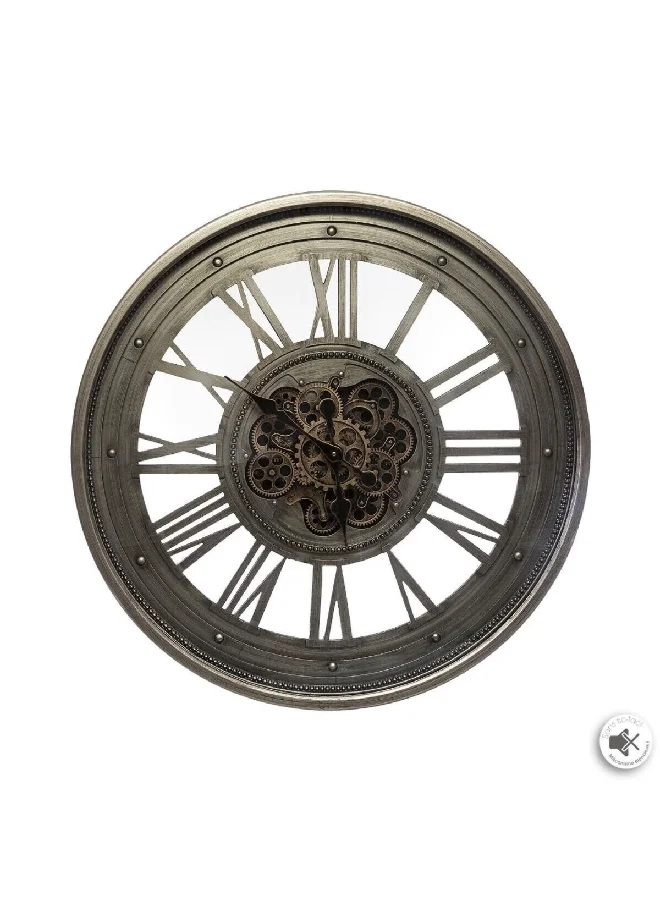 atmosphera Gaby Elegant Design Round Mechanical Metal Wall Clock Grey 80 cm 169306